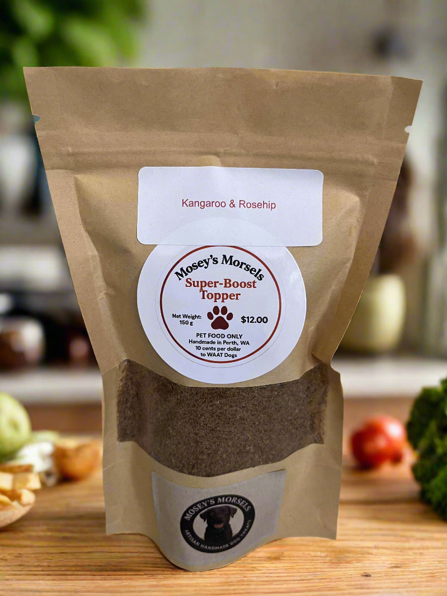 Kangaroo & Rosehip Super-Boost Topper package on a white surface
